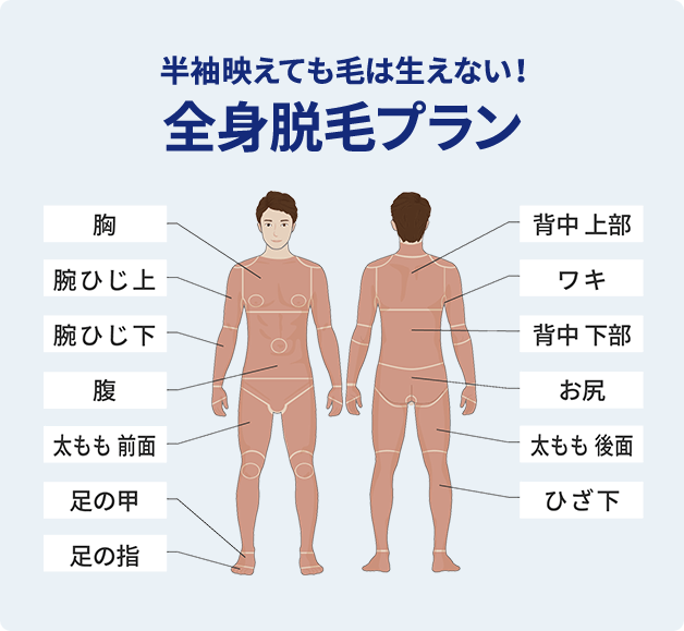 半袖映えても⽑は⽣えない！　全⾝脱⽑プラン